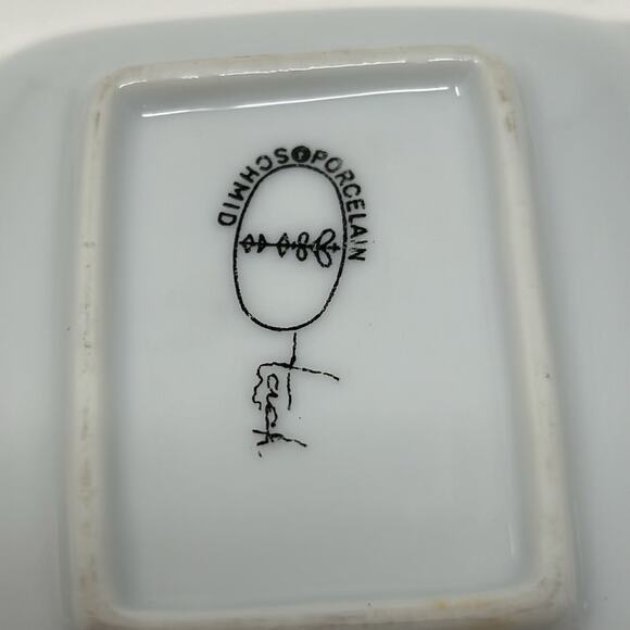 Vintage Legardo Tackett for Schmid  Blue 3 Section Divided Porcelain Relish Dish - Picture 7 of 13